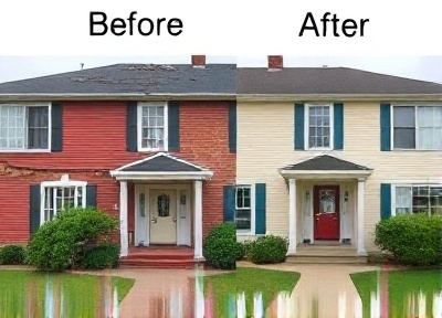 Before and after residential exterior transformation