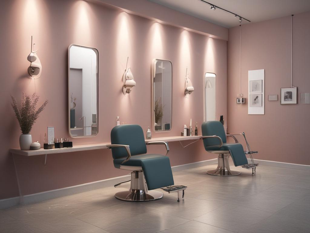 beauty salon, 3D rendering, interior design, realistic visualization