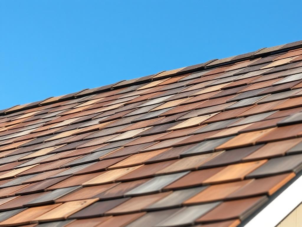A close up view of a newly installed roof showcasing