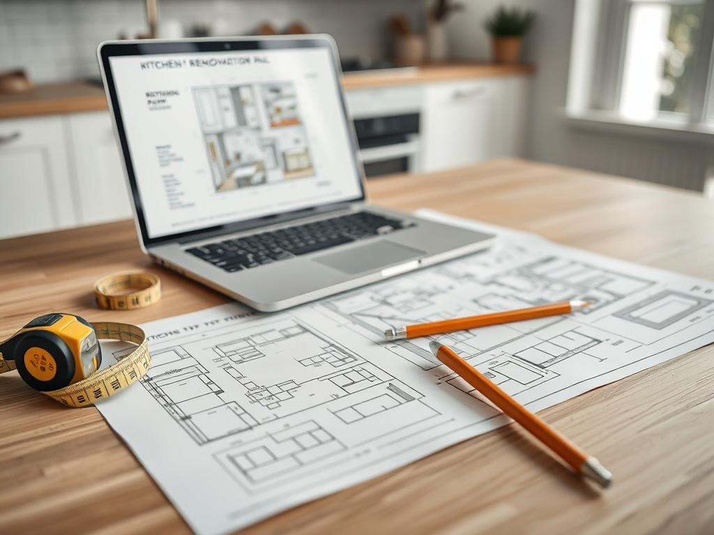 A realistic high resolution of a modern kitchen renovation plan