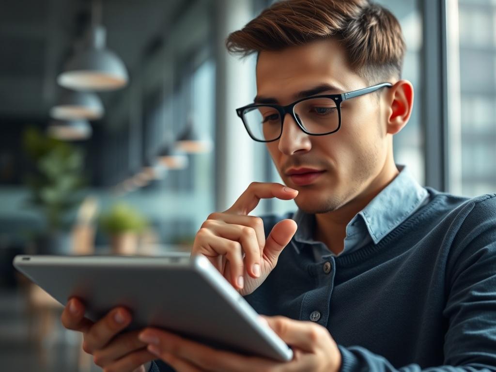 A realistic high resolution of a person thoughtfully answering questions