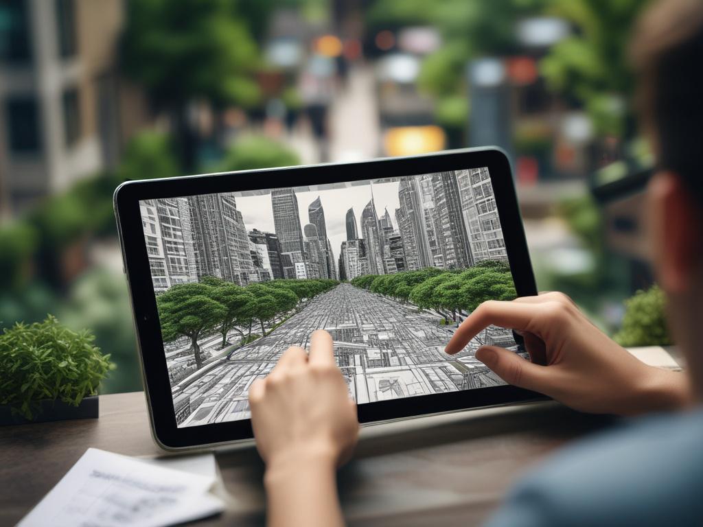 A close up shot of an urban planner analyzing data