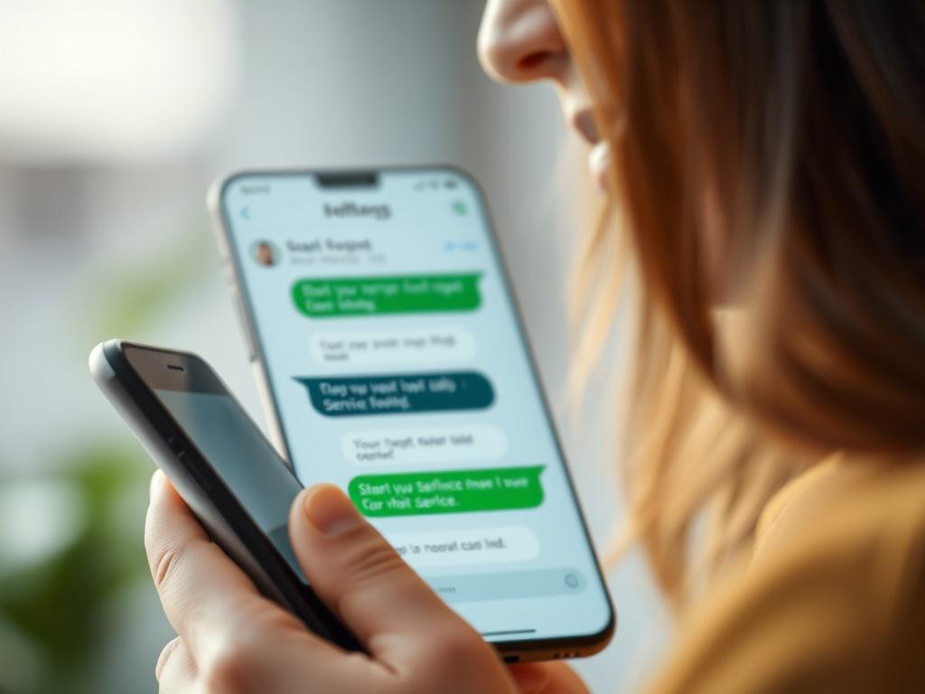 A high resolution image of a person chatting on their