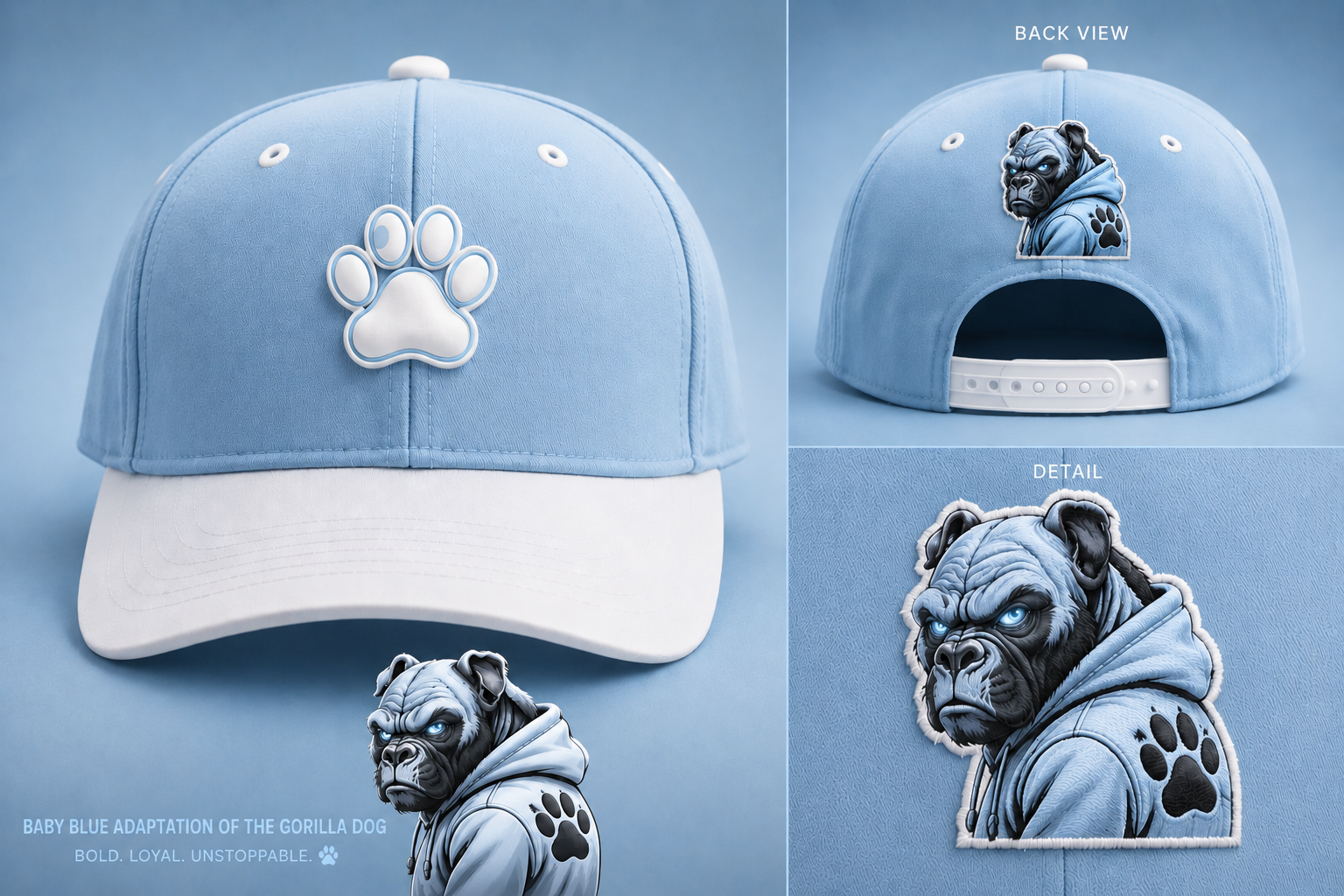 Baby Blue Gorilla Dog Alternative Cap - Signature Paw Design