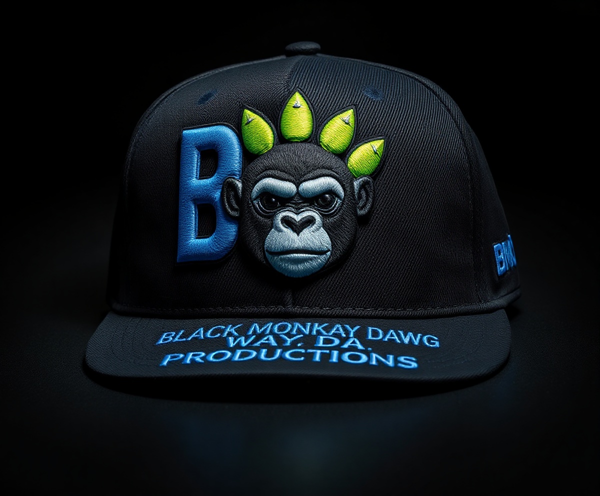 BMD Core Black Cap - 3D Embroidered with Cyan and Lime Green