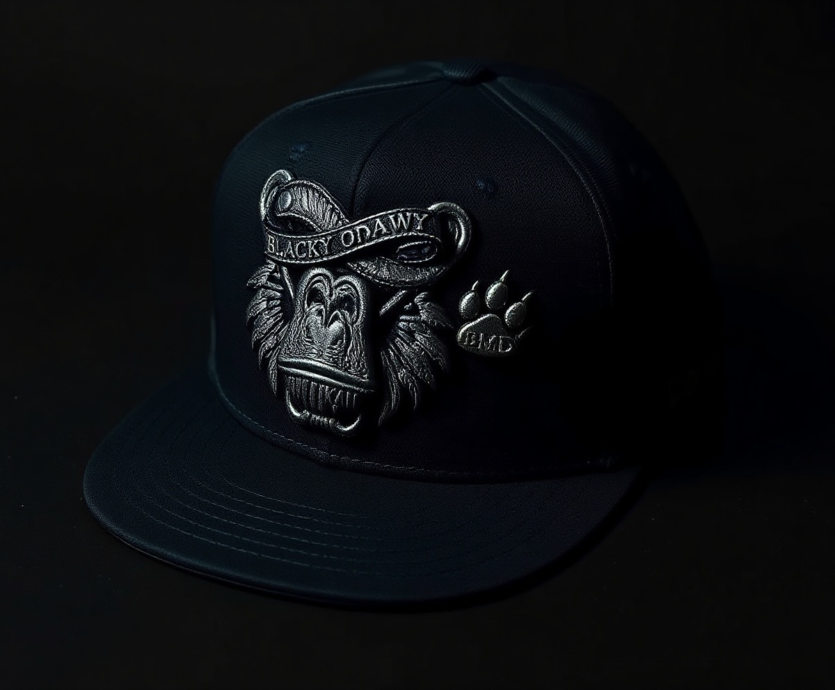 BMD Metallic Edge Cap - All-Black with Silver Metallic Thread