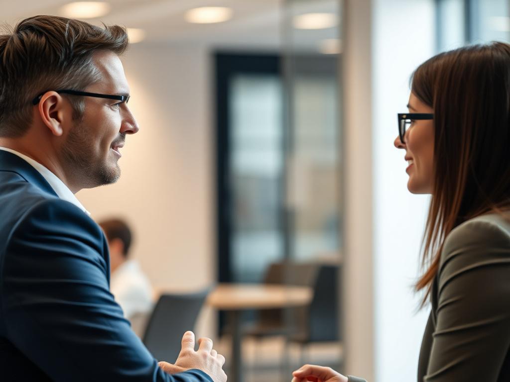 A close up shot of a professional recruiter conducting an