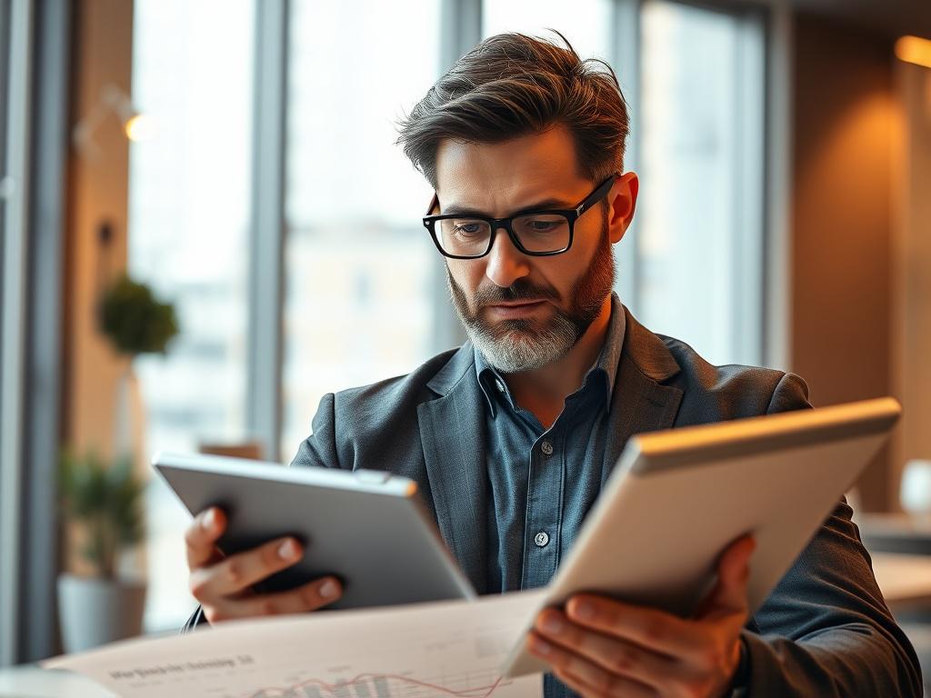 A close up shot of a confident project manager reviewing