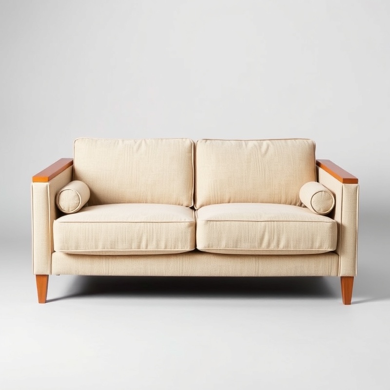 Living Room Sofa - Beige Linen Two-Seater