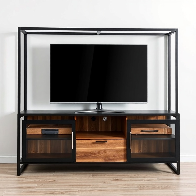 Living Room Entertainment Center - Black Metal