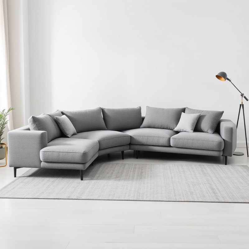 Living Room Sofa - Modern Gray Linen