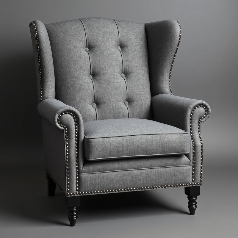 Living Room Armchair - Gray Wingback