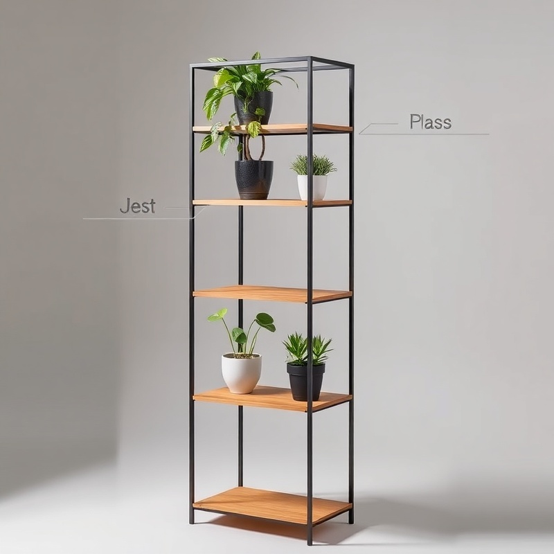 Living Room Plant Stand - Metal Wood Frame