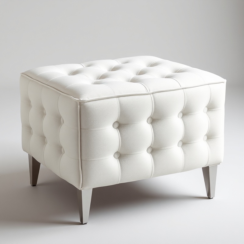 Living Room Ottoman - Cream Tufted