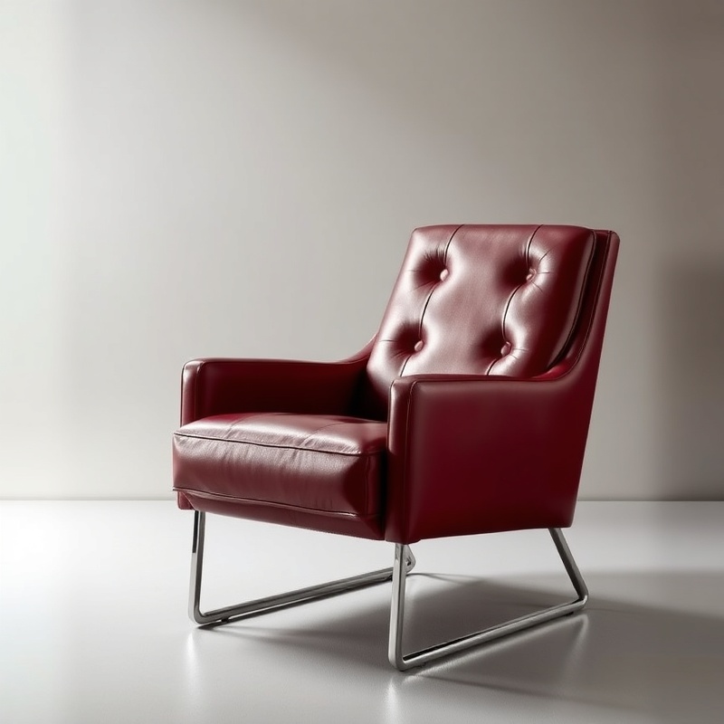 Living Room Armchair - Burgundy Leather