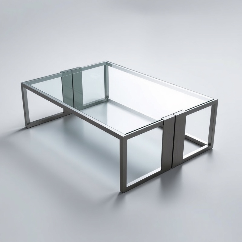 Living Room Coffee Table - Glass Stainless Steel