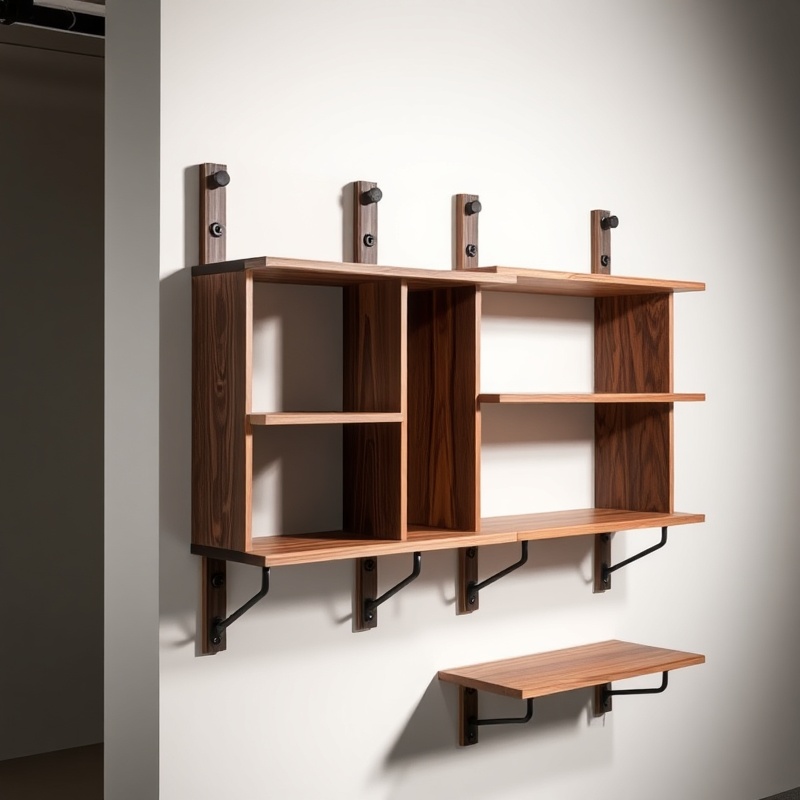 Living Room Shelving - Walnut Metal Brackets