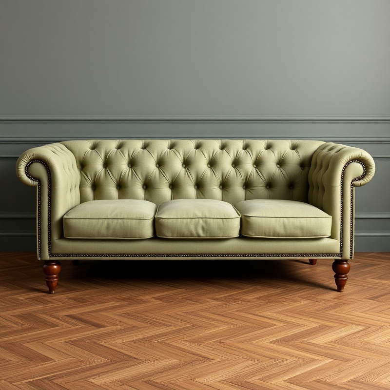 Living Room Sofa - Sage Green Chesterfield
