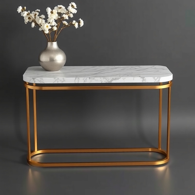 Living Room Console Table - Marble Gold