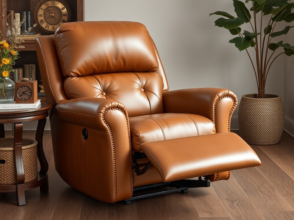 Recliner - Caramel Leather Glider