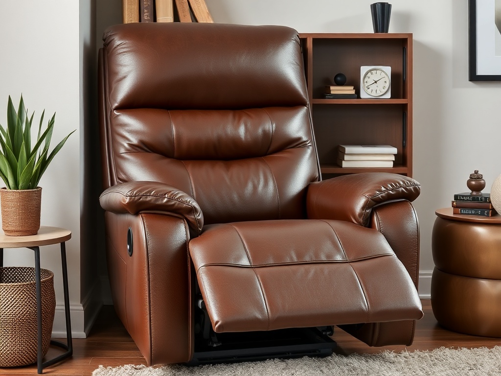 Recliner - Chocolate Leather Wall-Hugger
