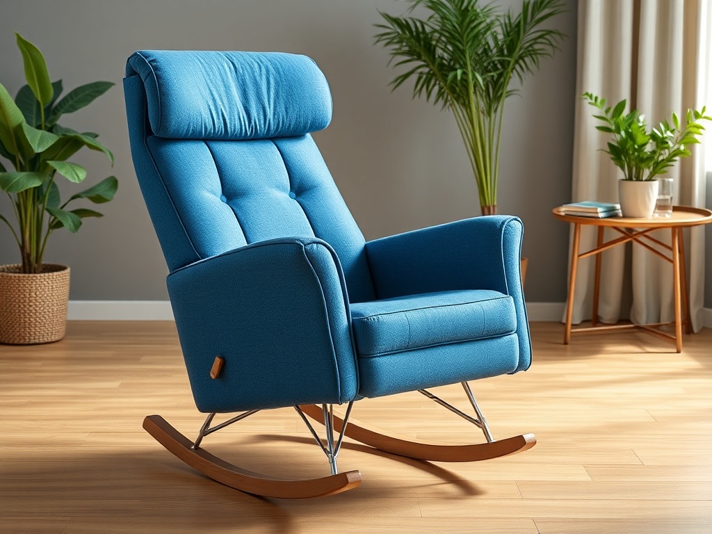 Recliner - Blue Microfiber Rocker