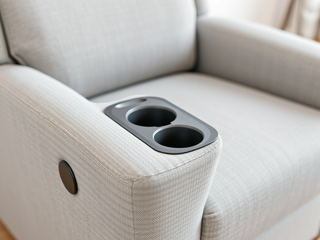 Recliner - Light Gray Manual with Cup Holder