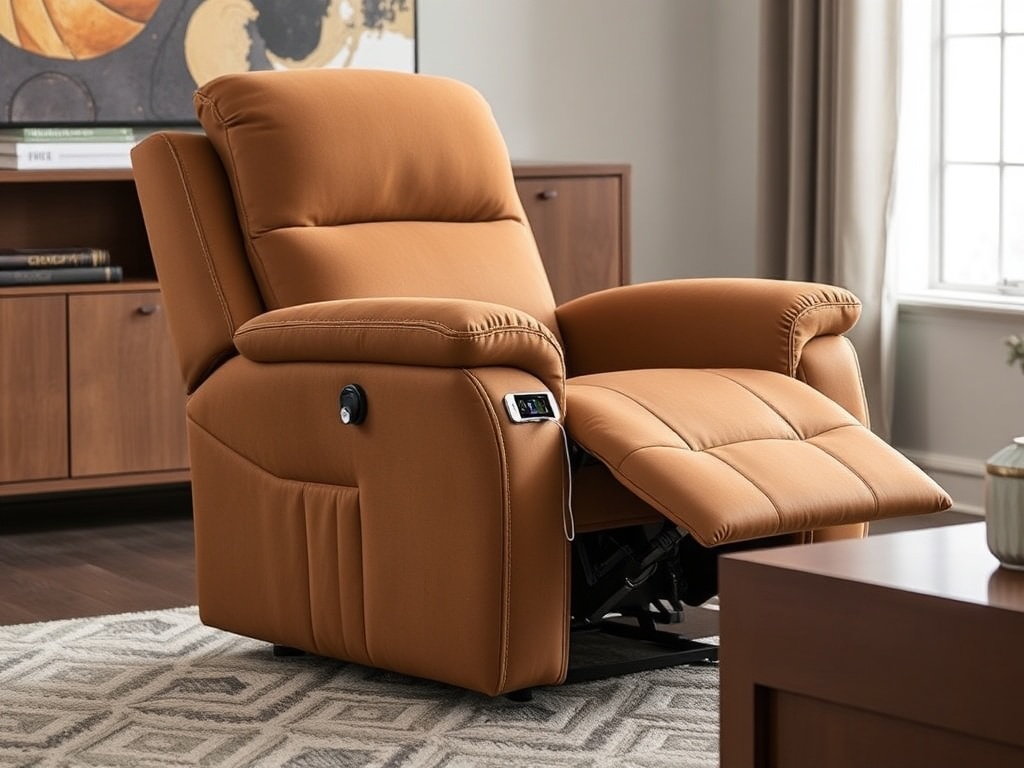 Recliner - Tan Microfiber with USB