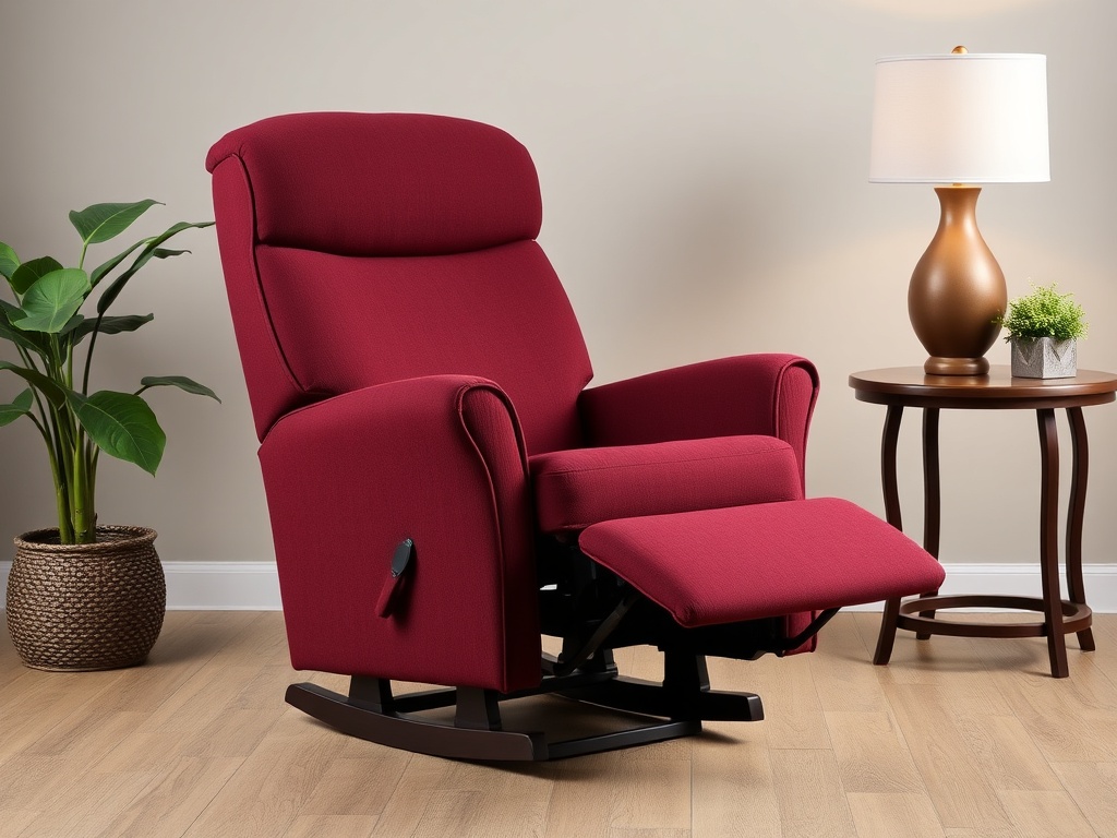 Recliner - Burgundy Fabric Glider