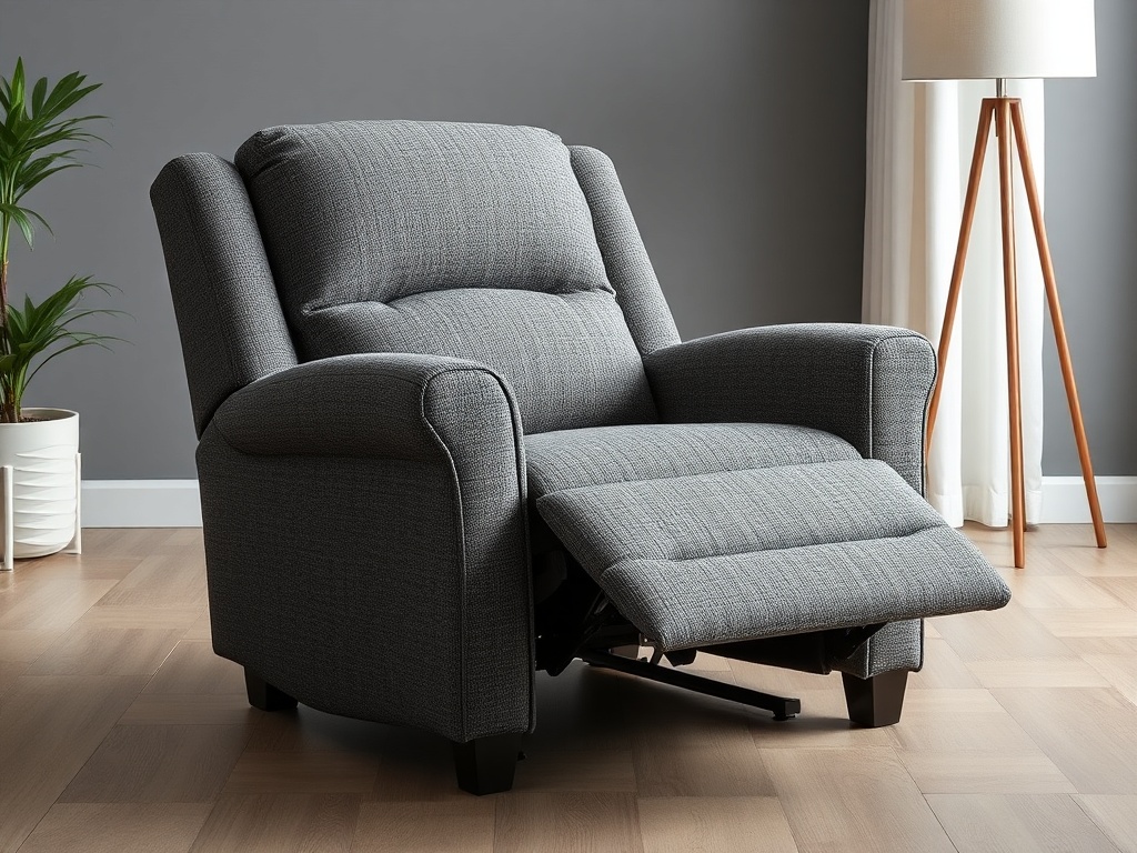 Recliner - Charcoal Fabric Pillow Arms