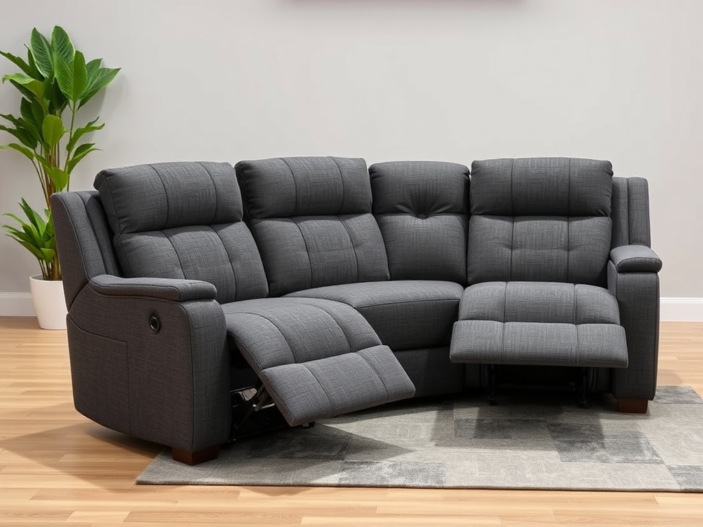 Recliner Sofa Set - Charcoal with Massage