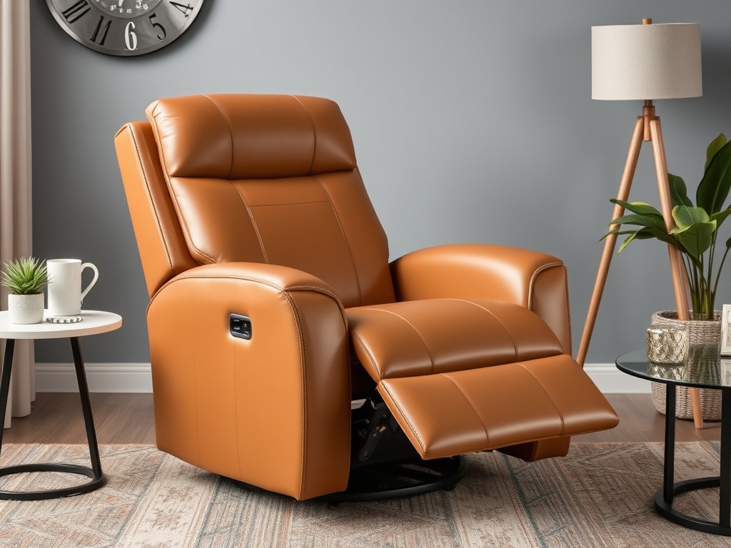 Recliner - Tan Leather Power with USB