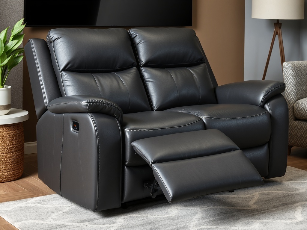 Recliner - Charcoal Leather Wall-Hugger Power