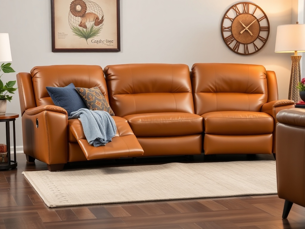Recliner Sofa Set - Tan Bonded Leather