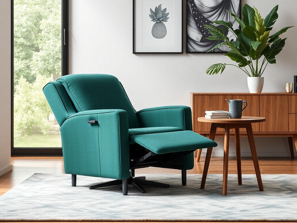 Recliner - Forest Green Manual with Side Table