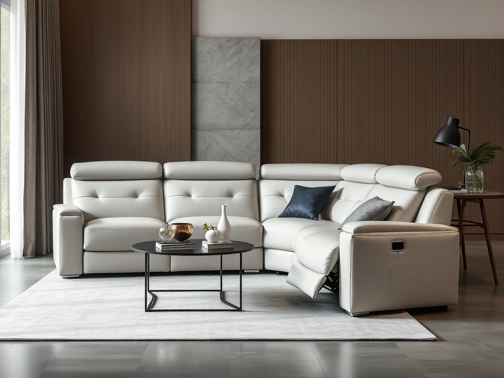 Recliner Sofa Set - Light Gray Corner Sectional