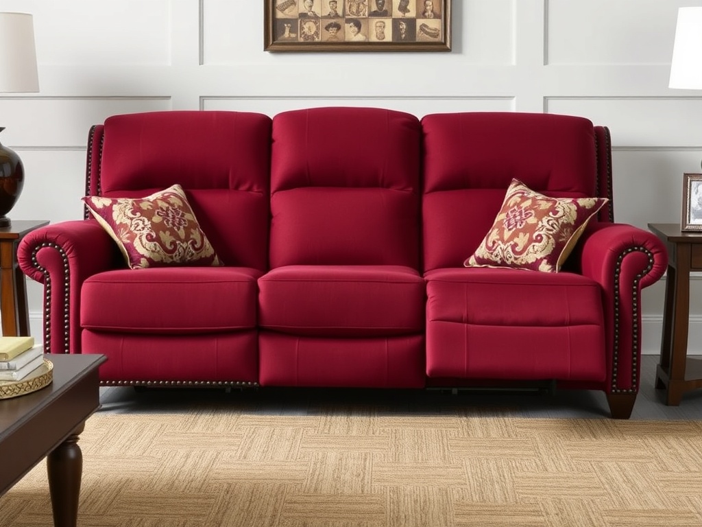 Recliner Sofa Set - Burgundy Traditional