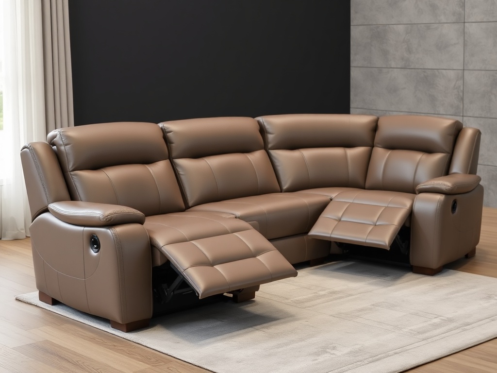 Recliner Sofa Set - Warm Gray Leather