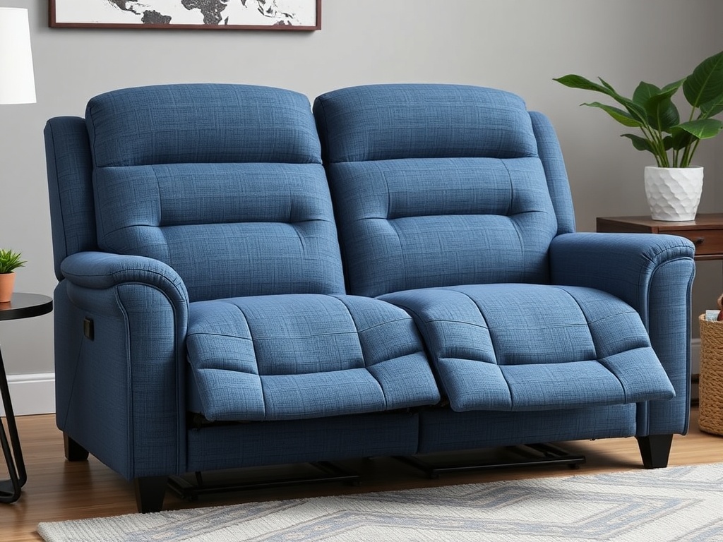 Recliner Sofa Set - Slate Blue Thermal Massage