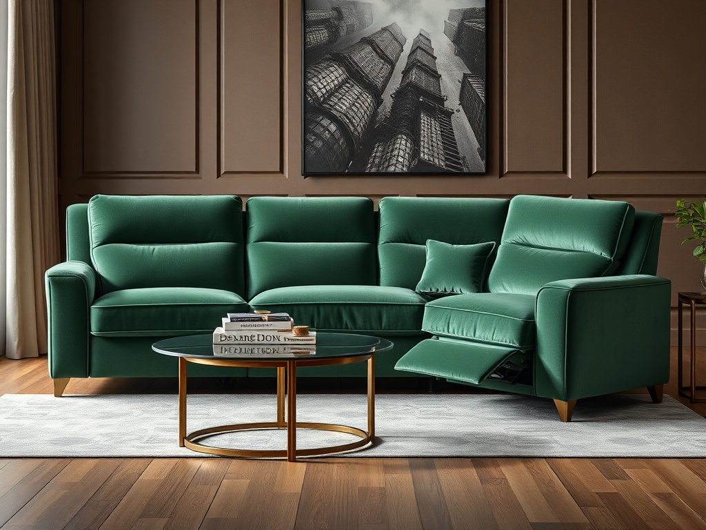Recliner Sofa Set - Forest Green Velvet