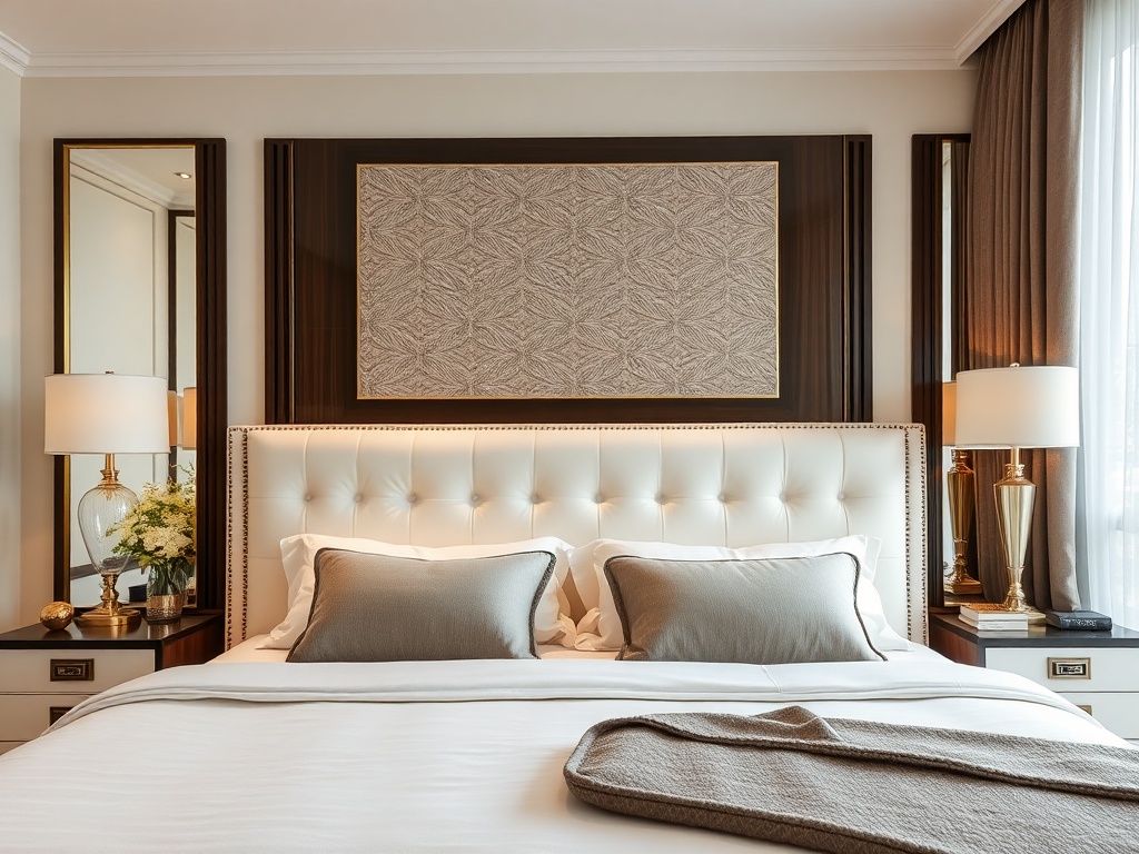 Bed - Premium Upholstered Cream Quilted