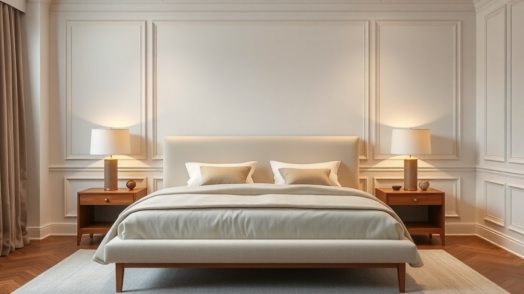 Elegant bedroom with custom upholstered bed