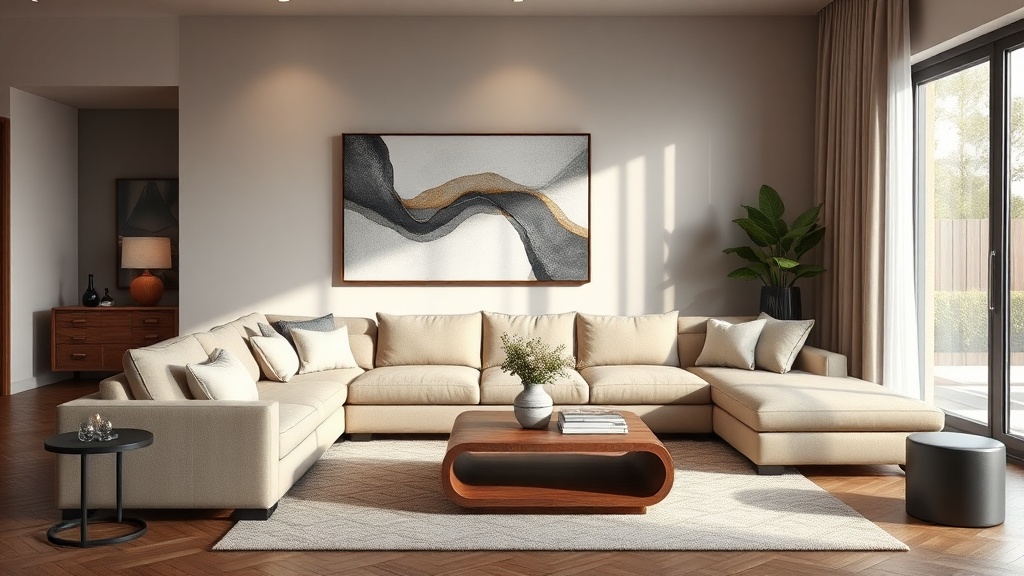 Modern luxury living room with custom sectional sofa