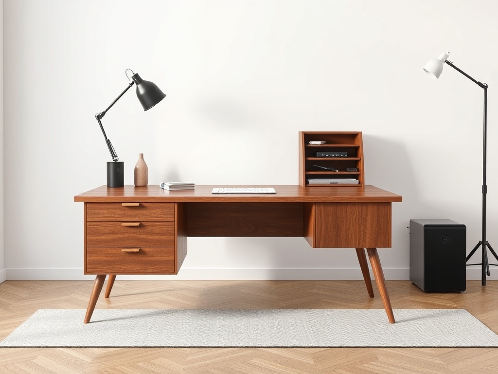 Office Desk - Wooden Brown Three Drawer