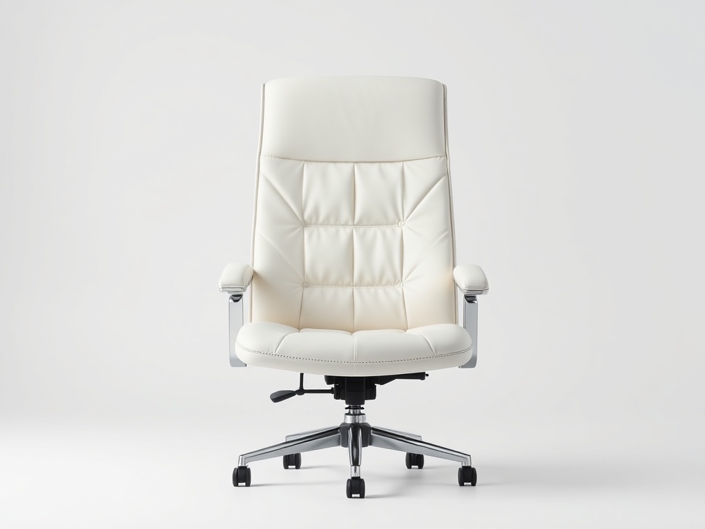 Office Chair - White Leather Executive