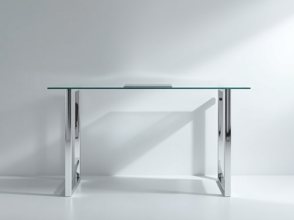 Office Console Table - Glass Chrome