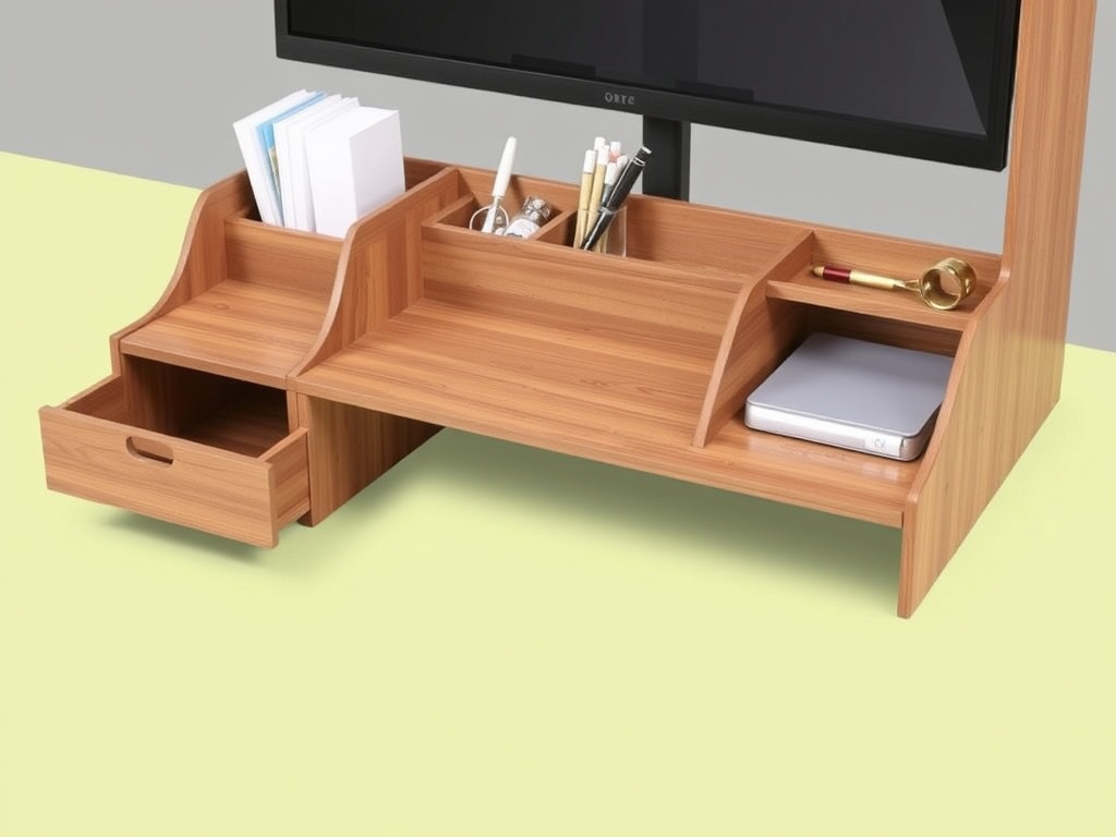 Office Organizer - Multi-Compartment Oak