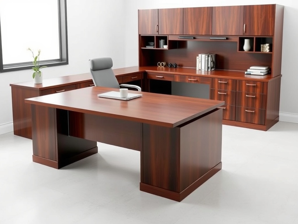 Office Desk - Executive L-Shaped Dark