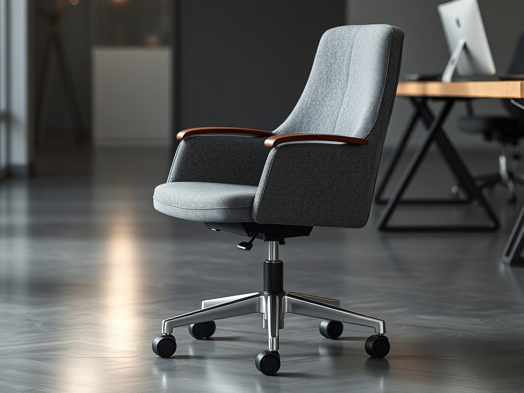 Office Chair - Gray Fabric Rolling