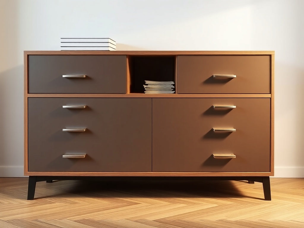 Office Credenza - Wooden Metal Handles